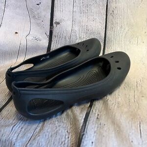 5/$20 CROCS Kadee Black Ballet Flats Slip On Comfort Walking Shoes Sz 8 AS‎ IS